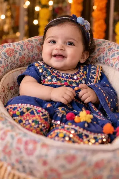babies collection style illustration; not a generated result for A little dandiya moment
