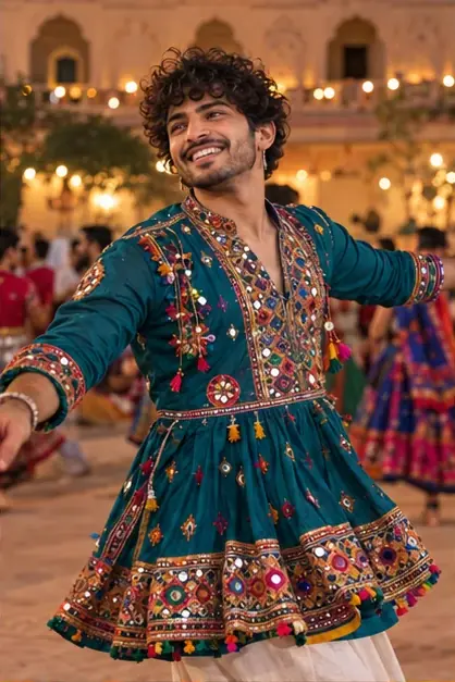 boys collection style illustration; not a generated result for Cinematic dandiya portrait