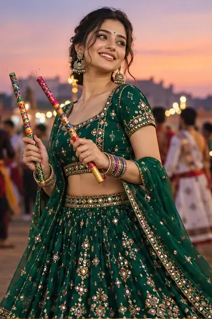 girls collection style illustration; not a generated result for Dreamy dandiya night